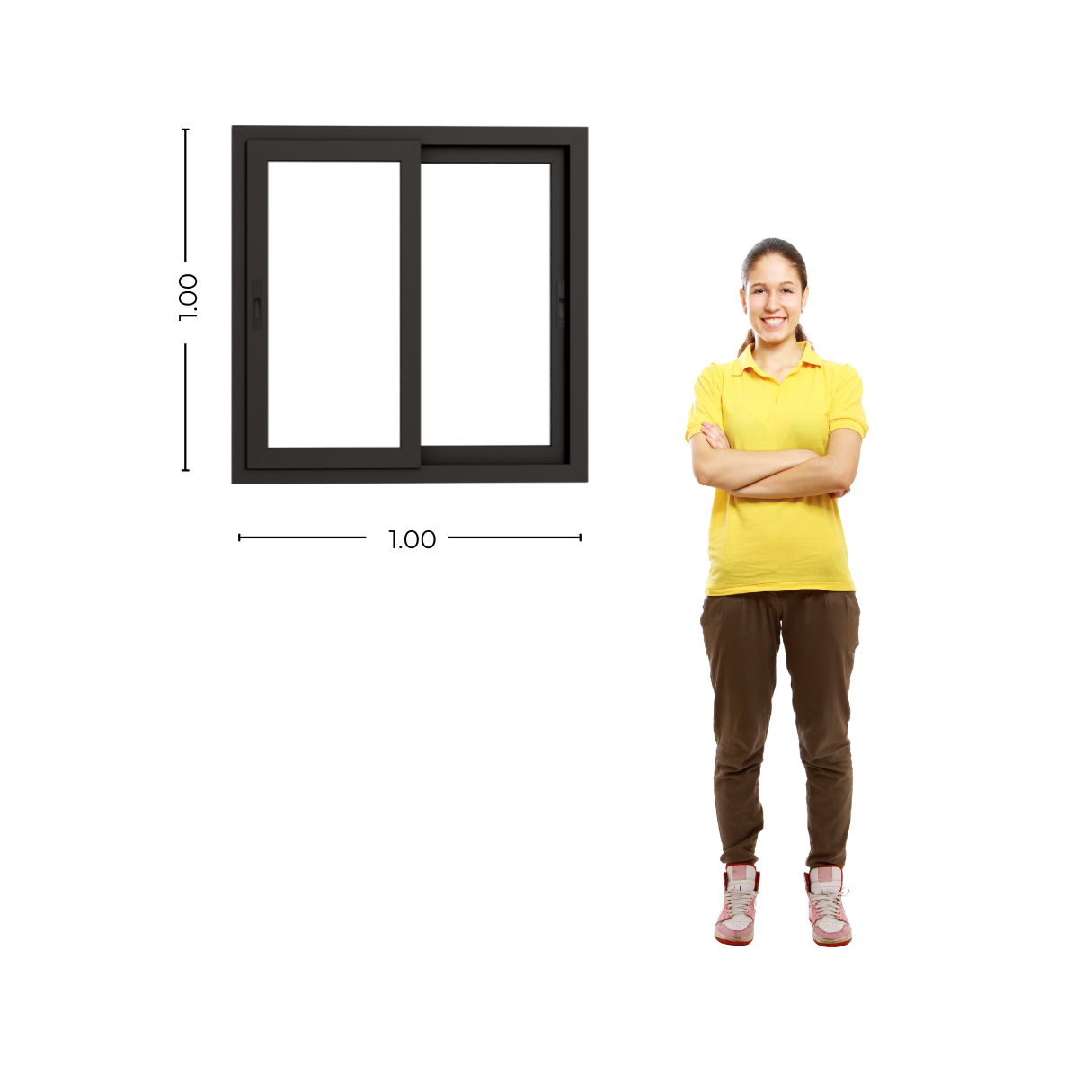 STKC100100 - GFN - Persona Ventana PVC Negro DVH 100x100 - Imagen 1