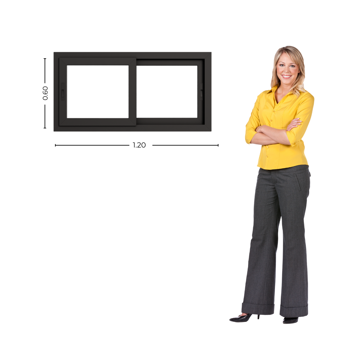 STKC12060 - GFN - Persona Ventana PVC Negro DVH 120 x 60cm - Imagen 1