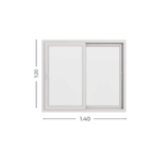 Ventana corrediza de PVC doble vidrio, medida 1,40 x 1,20 metros. Royal Arquitectura Sustentable