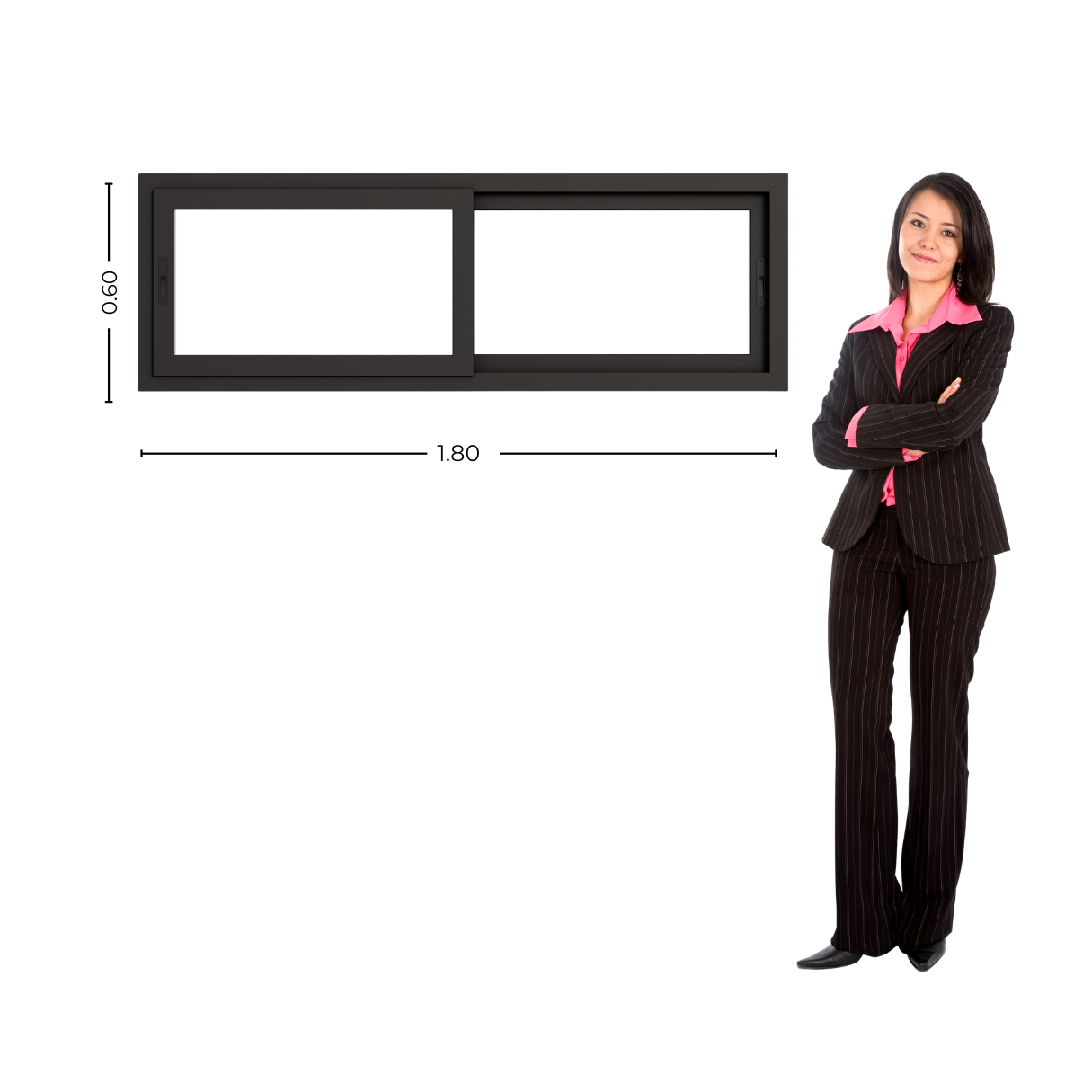 STKC18060 - GFN - Persona Ventana PVC Negro DVH 180 x 60cm - Imagen 1