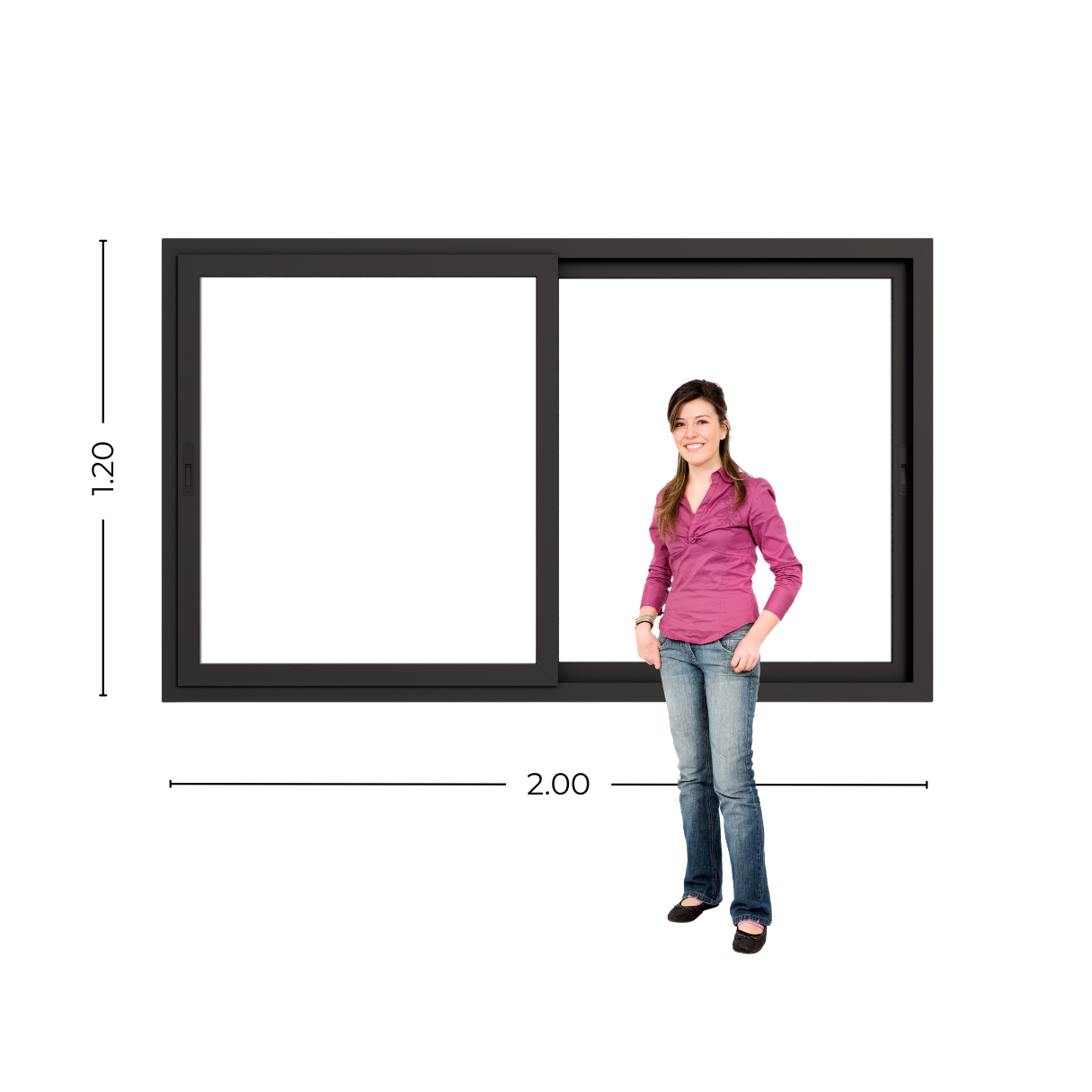STKC200120 - GFN - Persona Ventana PVC Negro DVH 200x120 - Imagen 1
