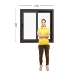Ventana PVC Gris Antracita DVH 100x100