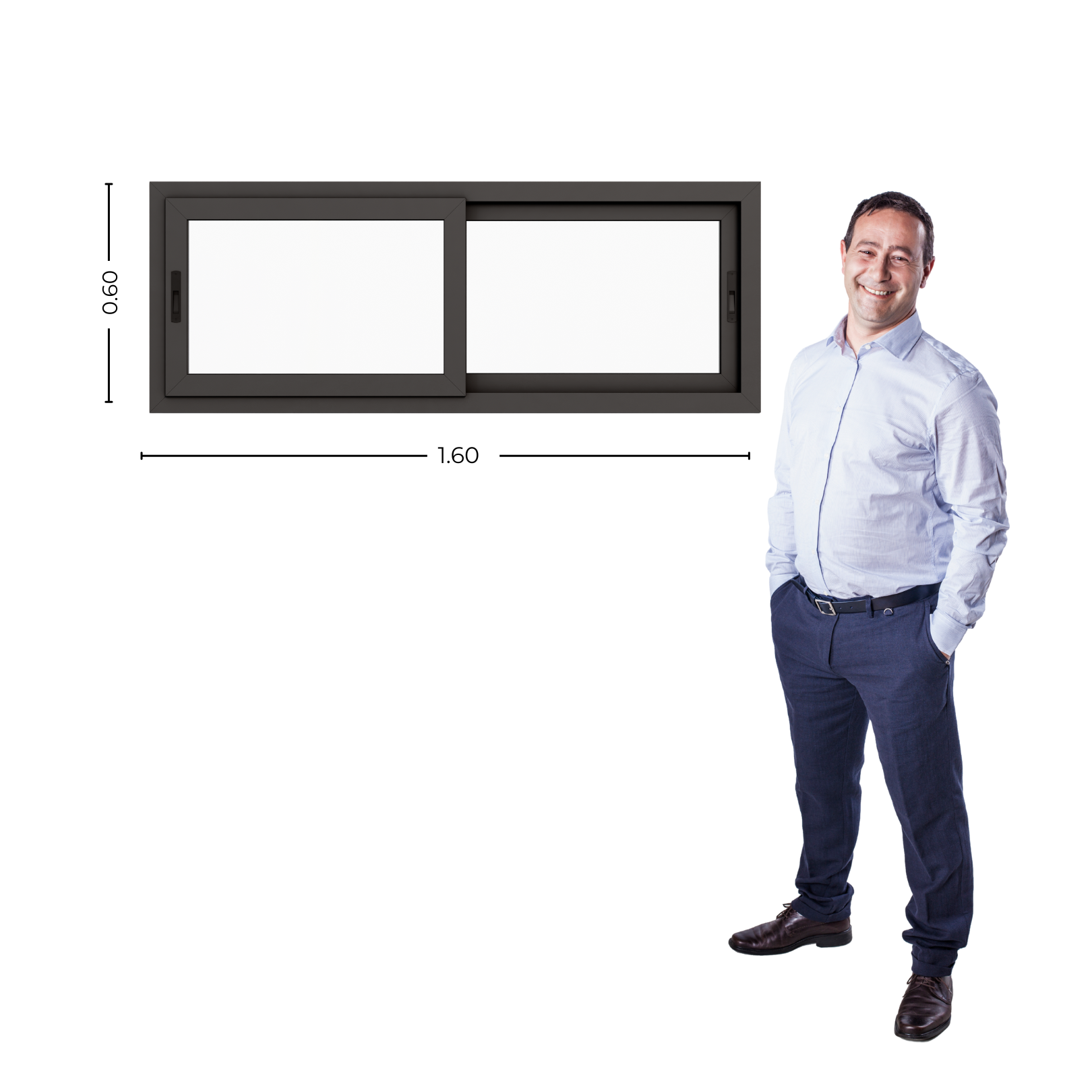 STKC16060 -GFN Persona Ventana PVC Gris Antracita DVH 160x60 - Imagen 1