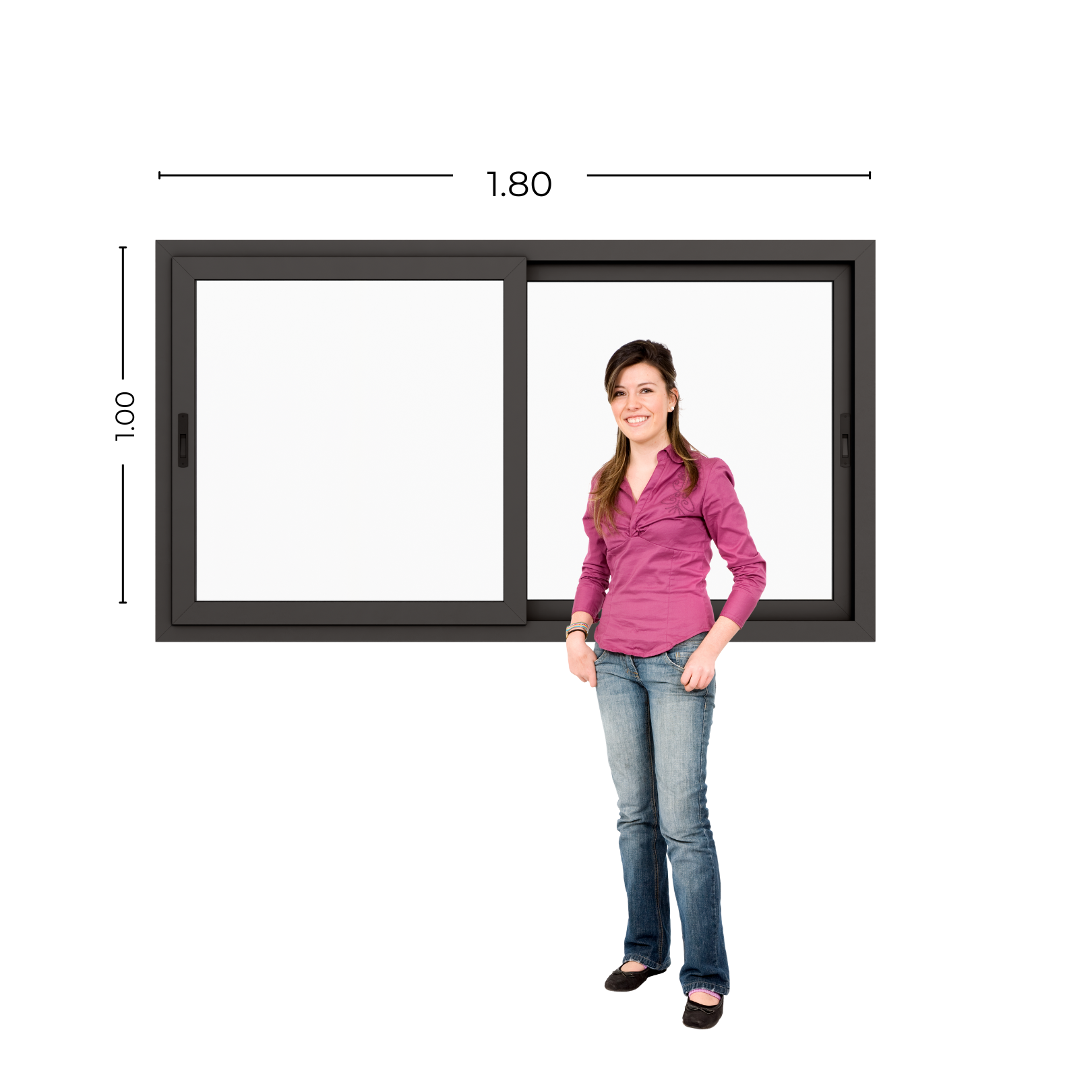 STKC180100 - GFN Persona Ventana PVC Gris Antracita DVH 180x100 - Imagen 1