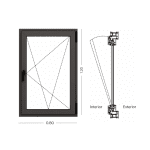 Ventana Oscilobatiente PVC Gris Antracita DVH 80x120 - Imagen 5