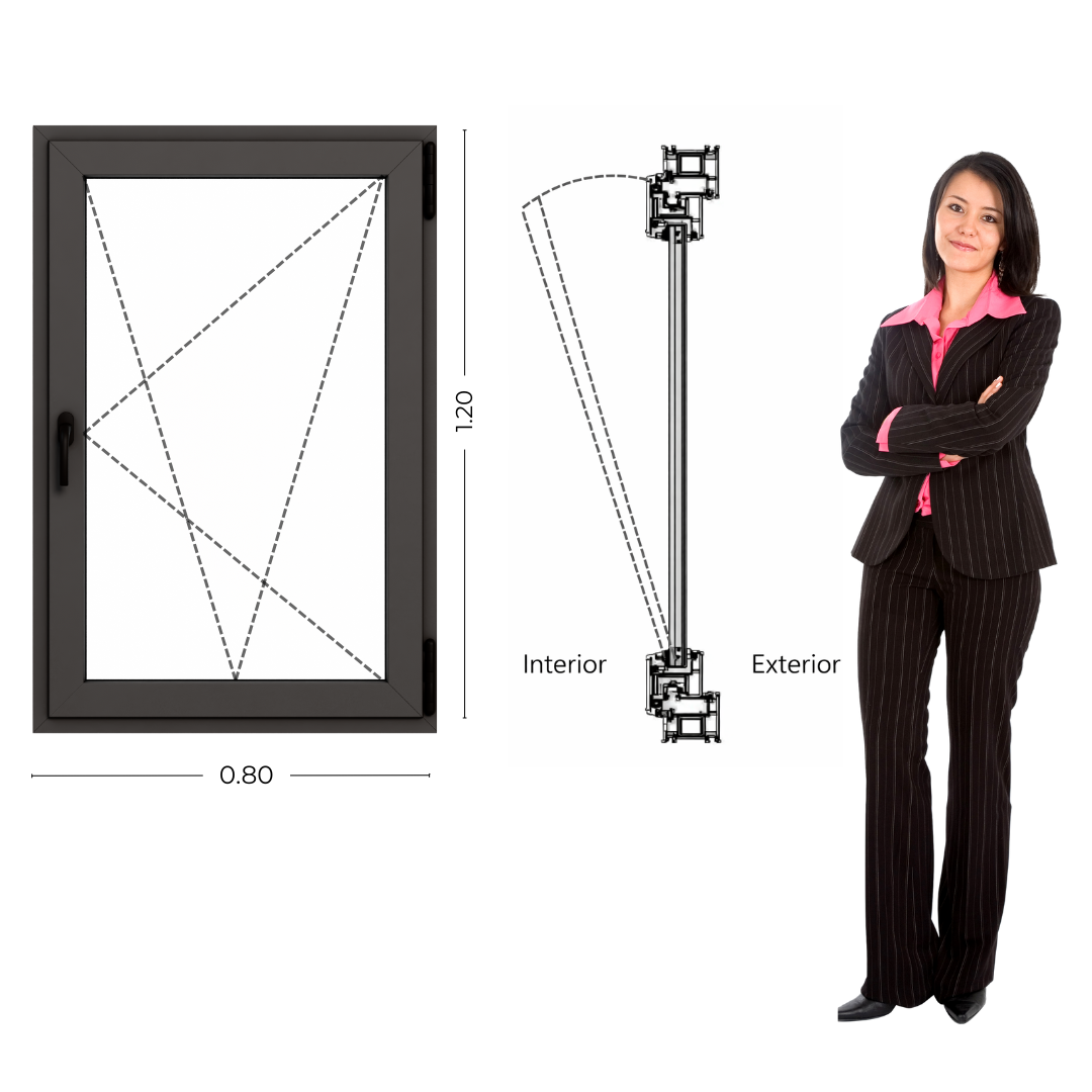 STKO80120-GFN Persona (1) Ventana Oscilobatiente PVC Gris Antracita DVH 80x120 - Imagen 1