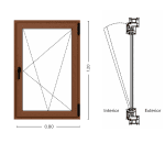 Ventana Oscilobatiente PVC Roble Claro DVH 80x120 - Imagen 5