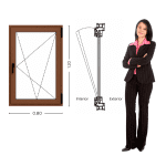 Ventana Oscilobatiente PVC Roble Claro DVH 80x120 - Imagen 2