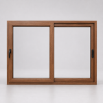 Ventana corrediza PVC Roble 117.5x112.5 cm con mosquitero